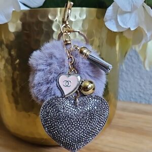 Lux Heart PomPom Bag Charm